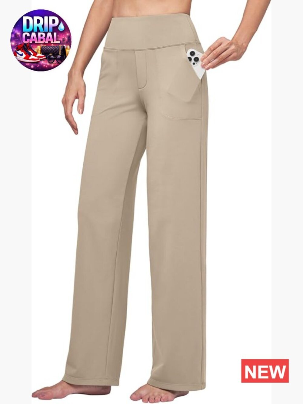 Nylon Spandex Wide Leg Yoga Pants High Waist Work Slacks with Pockets